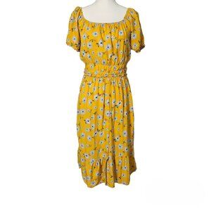 Lark & Grey Floral Crop Yellow Short Sleeve Top And Skirt